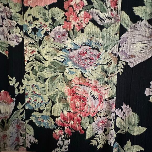 Vintage 90s does 40s Rabbit Rabbit Sweetheart Neck Dark Floral Midi Dress Sz 10 - Picture 9 of 9